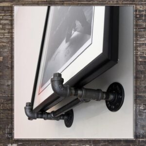 Steel Pipe Bar Picture Bracket Mount- Wall Mounted- Hand Made Industrial Home Decor - Rustic Decor - Steam Punk Style
