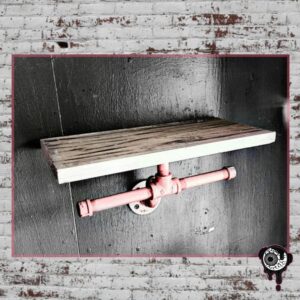 Wall Mounted Pipe / Wood Shelf Small - Hand Made Industrial with Bottom Double Rack / Storage & Organization