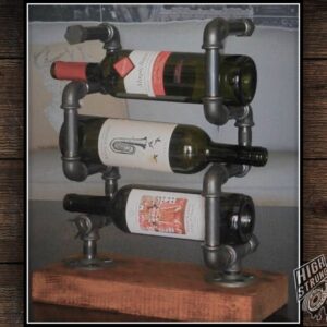 Reclaimed Iron Vintage Industrial Pipe 3 tier Wine Rack - Vintage Hand Made Home Decor - For the Kitchen / Bar / Event & Party