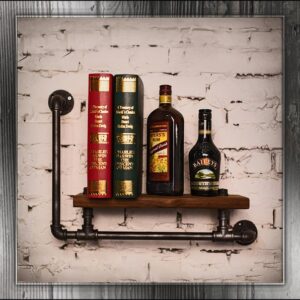 Steel Pipe and Wood Shelf - Free Standing - Hand Made Industrial Home Decor - Steam Punk Style