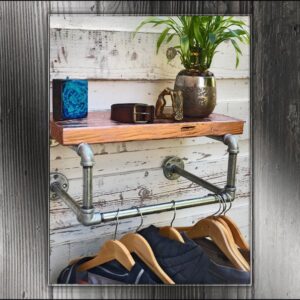 Industrial Wall Mounted Wood Shelf - Steel Pipe Bracket Rustic Shelving & Storage For The Home