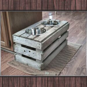 Rustic Country Chic Reclaimed Wood Pet Bowl Stand