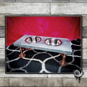 Chic Rustic Vintage Industrial Wood and Pipe Free Standing Pet Bowl Holder Feeding Stand- Quality Hand Made Home Furniture & Decor