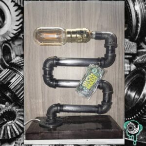 Edison Bulb Galvanized Pipe Swirl Table Lamp - Hand Made Industrial Home Decor - Steam Punk Style